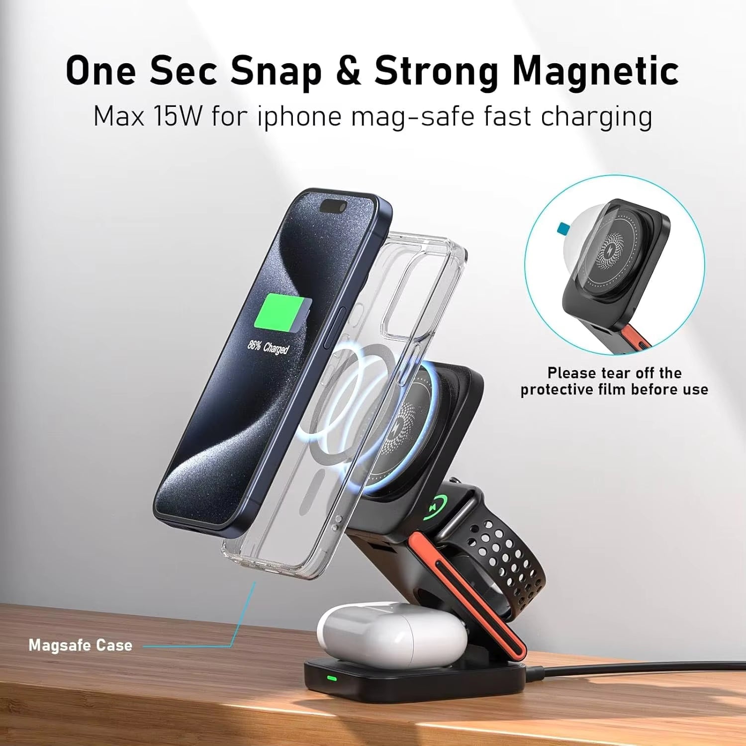 3 in 1 Wireless Charging Station Foldable Wireless Charger